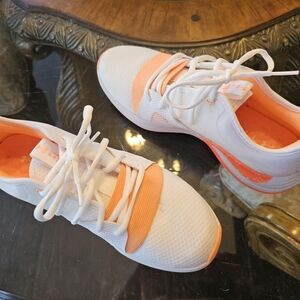 Under Armour White and Orange Sneakers with Breathable Mesh